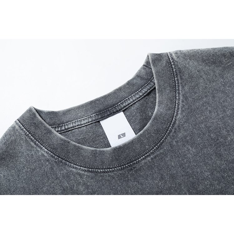 260 GSM High Quality Men's 100% Cotton Off Shoulder Oversized Zero Shrinkage Style Acid Washed Distressed Vintage Style T-shirt