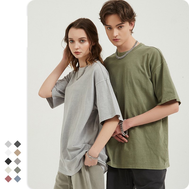 MT2314 Wholesales Custom High Quality 250g 100% Cotton Distressed Tshirt Washed Men's T-Shirts