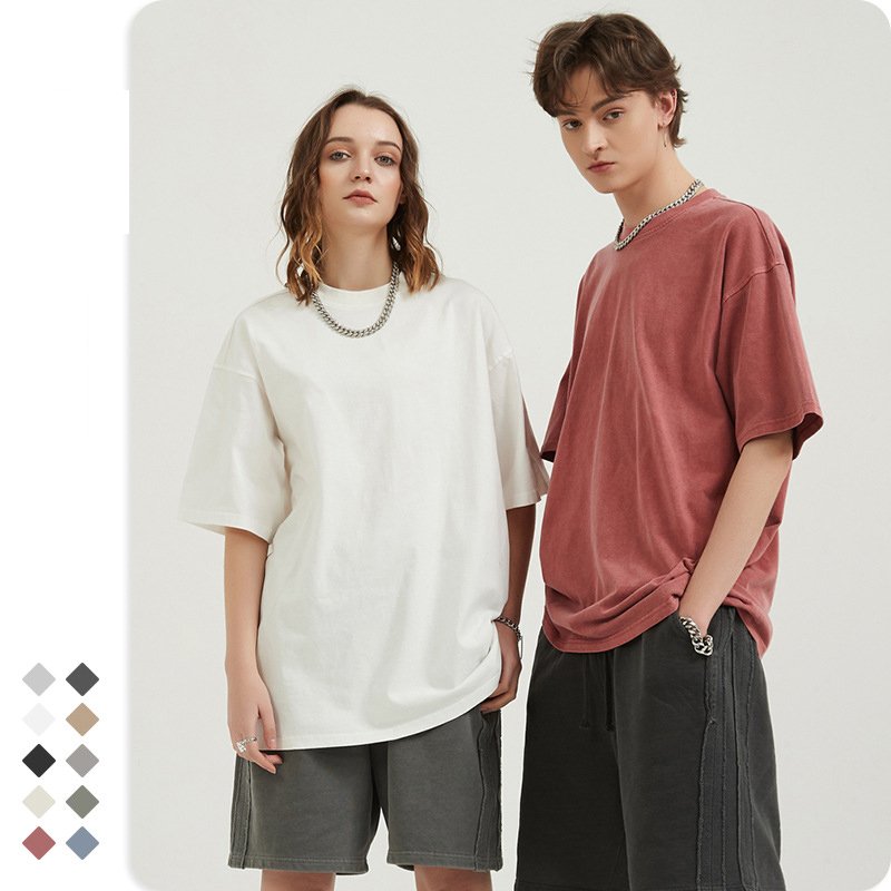 MT2314 Wholesales Custom High Quality 250g 100% Cotton Distressed Tshirt Washed Men's T-Shirts