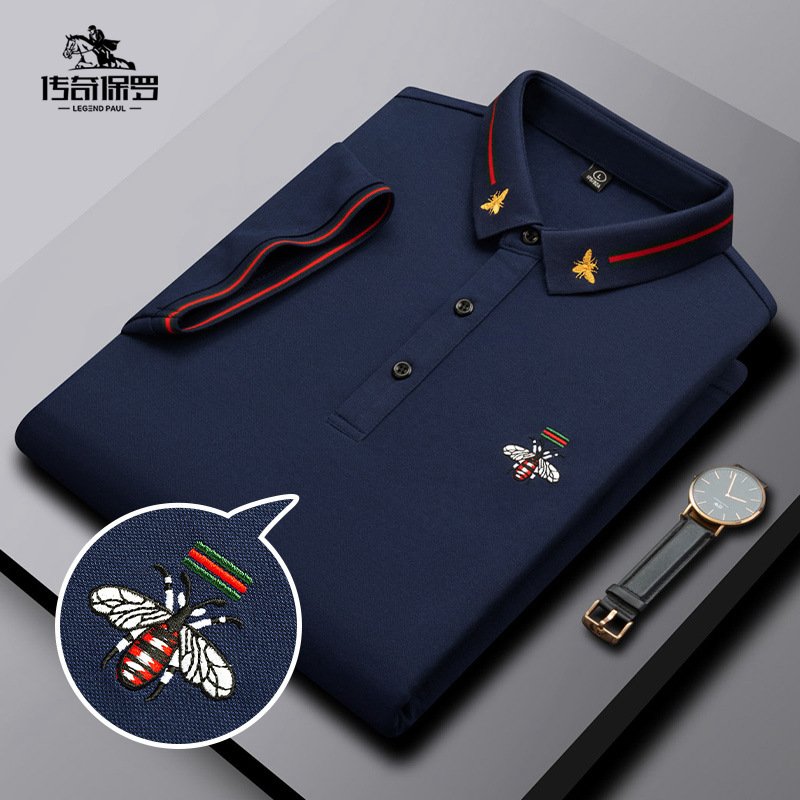 Summer New Men's Short-Sleeved Golf Polo Shirt Solid Color Business Casual Lapel Embroidery Logo T-Shirt