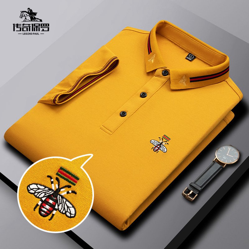 Summer New Men's Short-Sleeved Golf Polo Shirt Solid Color Business Casual Lapel Embroidery Logo T-Shirt