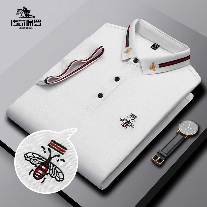 Summer New Men's Short-Sleeved Golf Polo Shirt Solid Color Business Casual Lapel Embroidery Logo T-Shirt