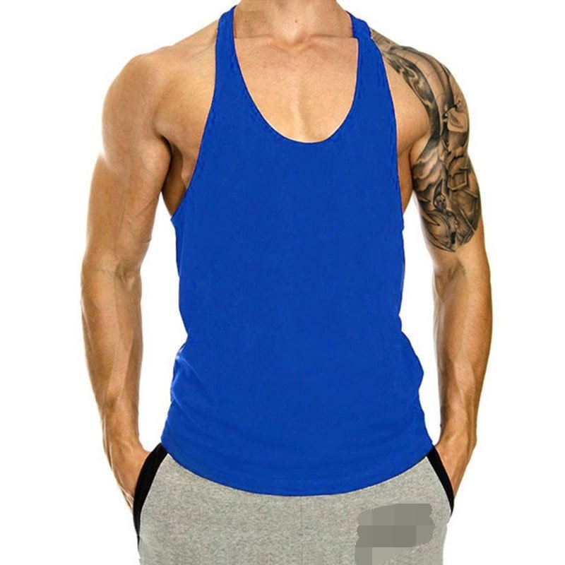 2022 Wholesale Fashion summer men cotton sport vest sleeveless training running basketball solid color tank tops t-shirt vest