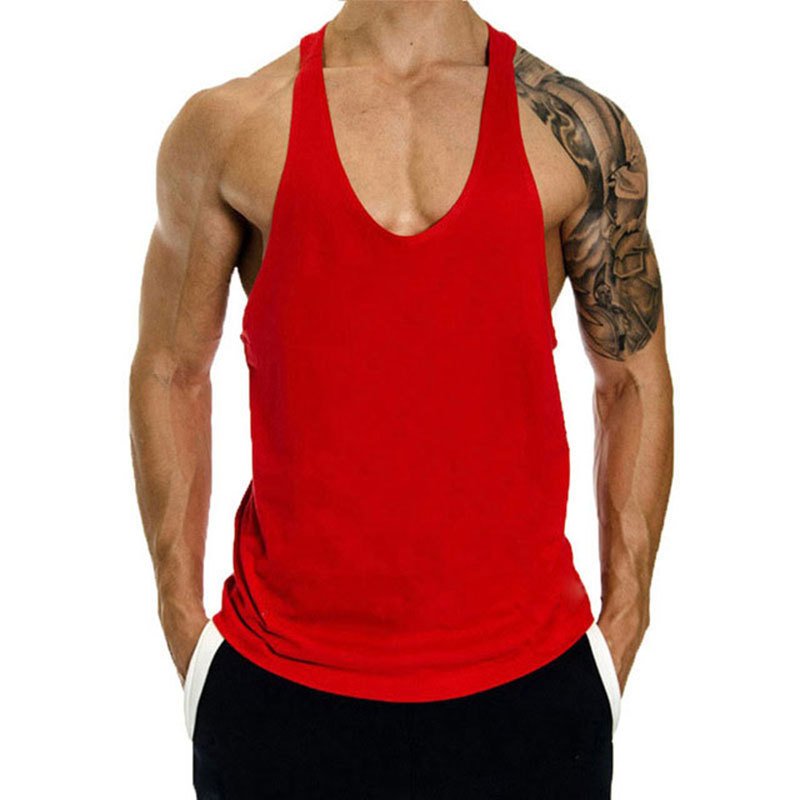 2022 Wholesale Fashion summer men cotton sport vest sleeveless training running basketball solid color tank tops t-shirt vest