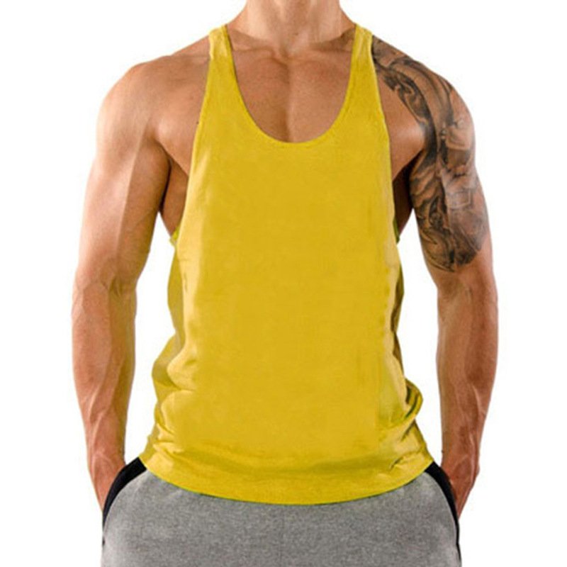 2022 Wholesale Fashion summer men cotton sport vest sleeveless training running basketball solid color tank tops t-shirt vest