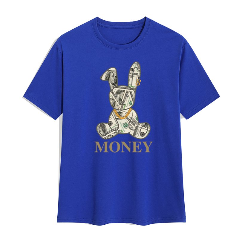 New design American style Money rabbit graphic t shirts print crewneck t shirt 56%Cotton 38%Polyester 6%Spandex men's t-shirts