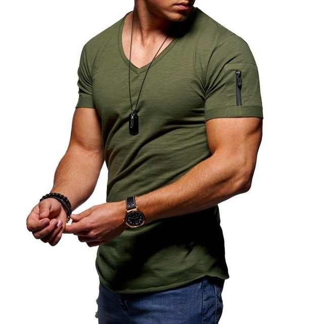 Pakistan Best Clothing Manufacturers High Quality Blank Plain Black Men's T Shirt Gym Sport V Neck T-shirts