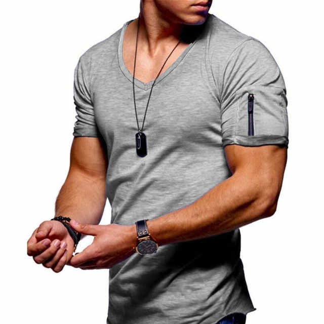 Pakistan Best Clothing Manufacturers High Quality Blank Plain Black Men's T Shirt Gym Sport V Neck T-shirts