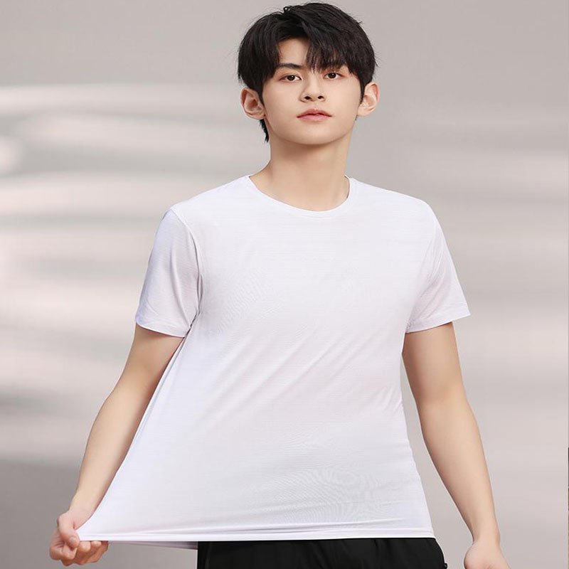 Wholesale men's 100% ice sensitive sports quick drying refreshing and breathable oversized T-shirts custom printed logo T-shirts