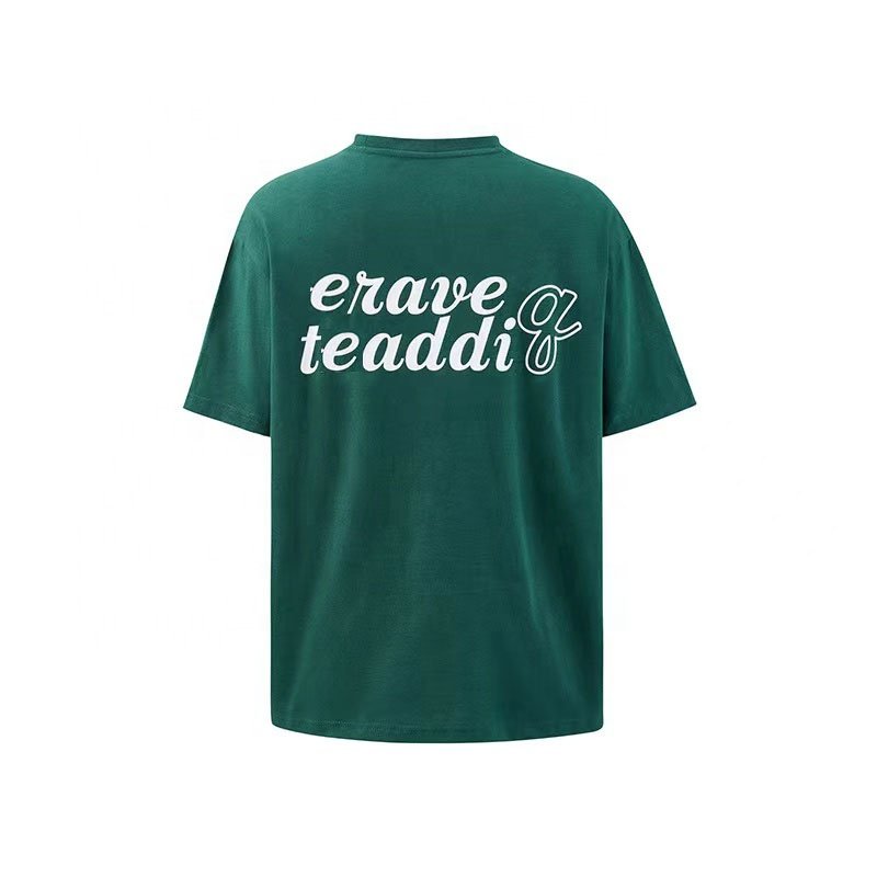 Oversize plain green Tshirt 100% Cotton Streetwear Hip Hop Blank Custom Logo Silk Screen Printing Vintage T Shirts men's t-shirt