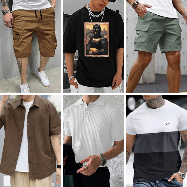 Hot selling men's summer mixed clothing leisure short sleeved stock men's t-shirts pants men's polo shirts are randomly shipped