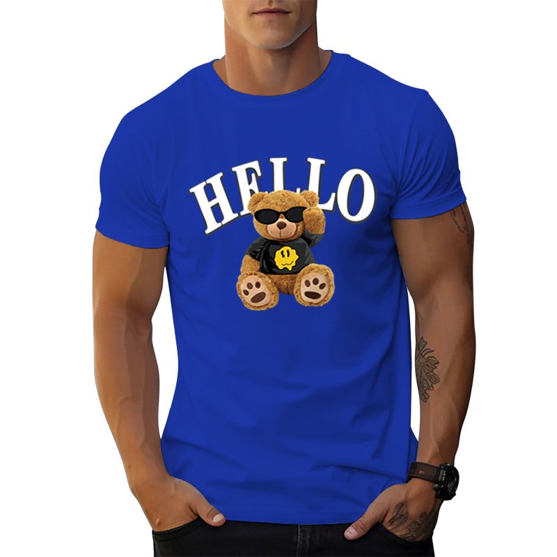 Supplier Hot sale Amazon ebay fashion men round neck t-shirt Cool Bear Letter graphic t shirts print cotton men's t-shirts