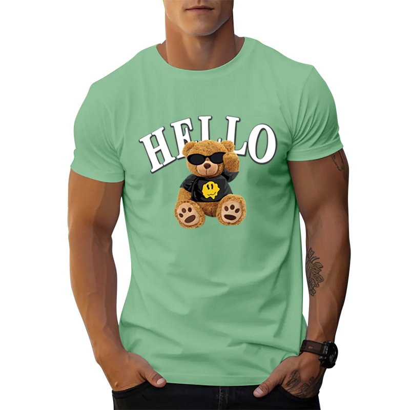 Supplier Hot sale Amazon ebay fashion men round neck t-shirt Cool Bear Letter graphic t shirts print cotton men's t-shirts