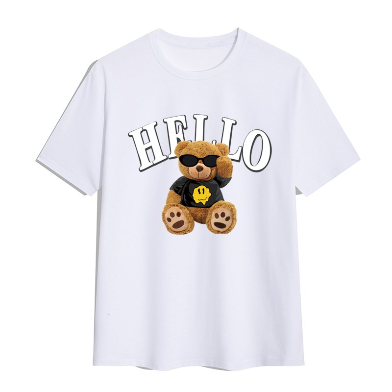 Supplier Hot sale Amazon ebay fashion men round neck t-shirt Cool Bear Letter graphic t shirts print cotton men's t-shirts