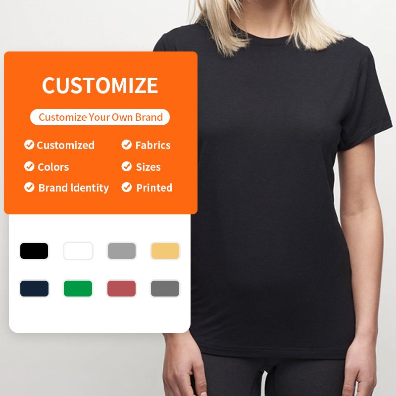 Enerup custom women dress shirts polyester Merino wool 180g plus size t shirt crew neck shirts for man