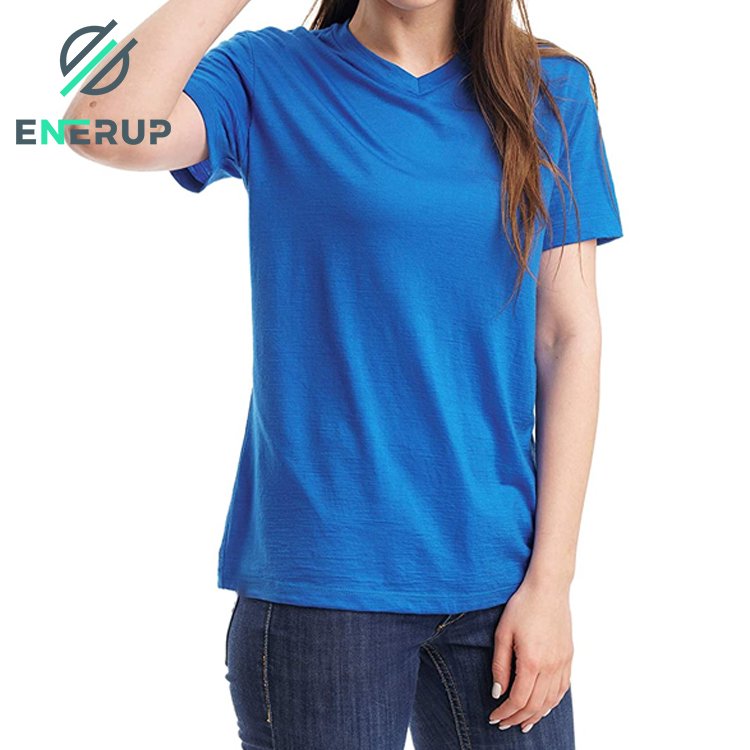 Enerup custom women dress shirts polyester Merino wool 180g plus size t shirt crew neck shirts for man