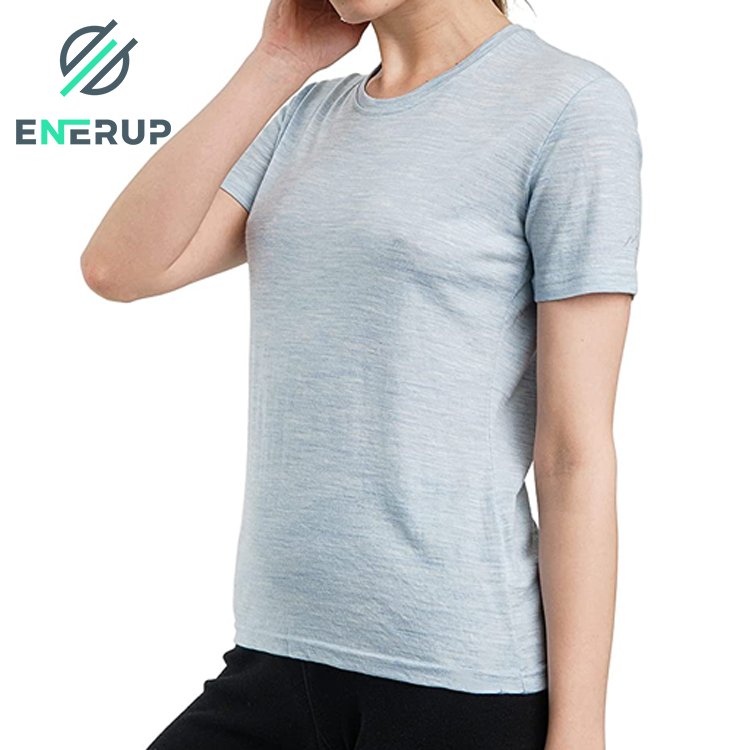 Enerup custom women dress shirts polyester Merino wool 180g plus size t shirt crew neck shirts for man