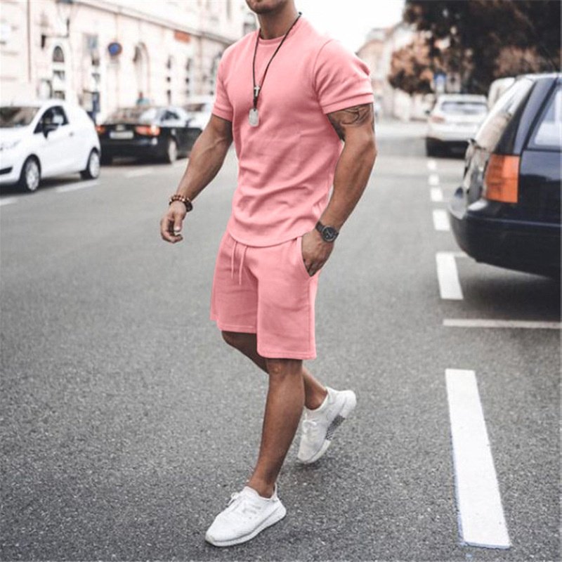 High Quality Men's Summer Casual Style Outfits Breathable Cotton T-Shirts and Shorts Modern Fashion Plain Design