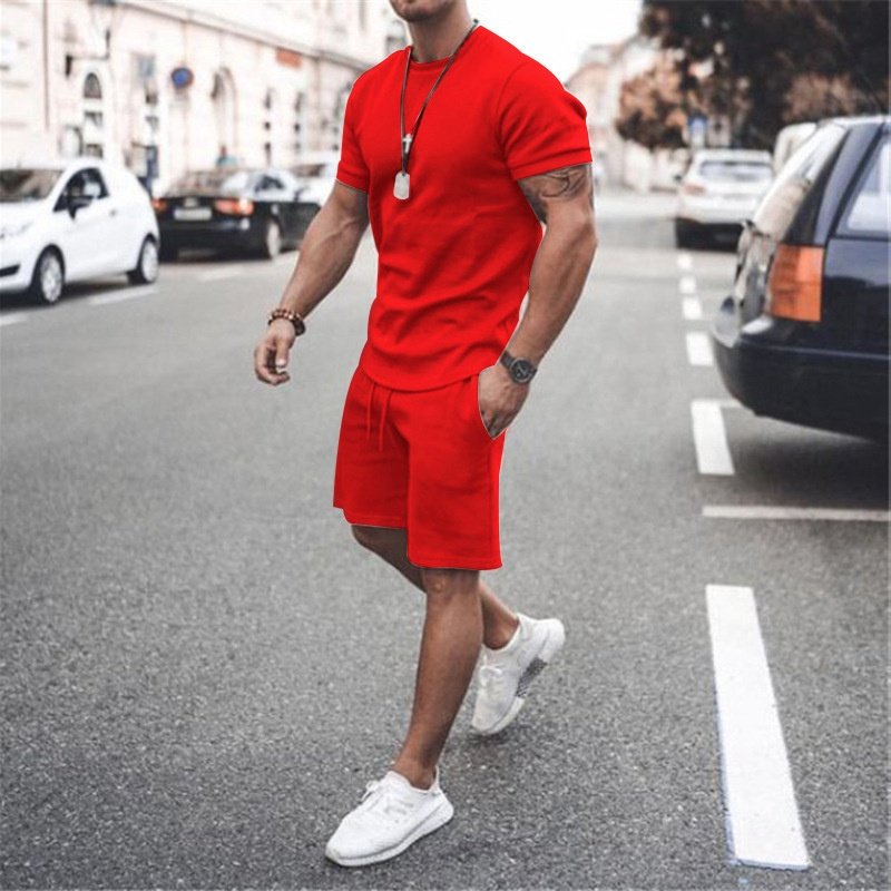 High Quality Men's Summer Casual Style Outfits Breathable Cotton T-Shirts and Shorts Modern Fashion Plain Design