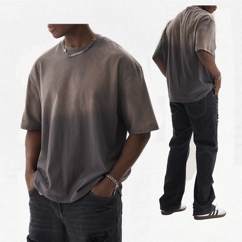 Factory price cheaper 100% cotton 230g oversize sunfade cropped wash distressed tee streetwear casual custom t shirt for Men