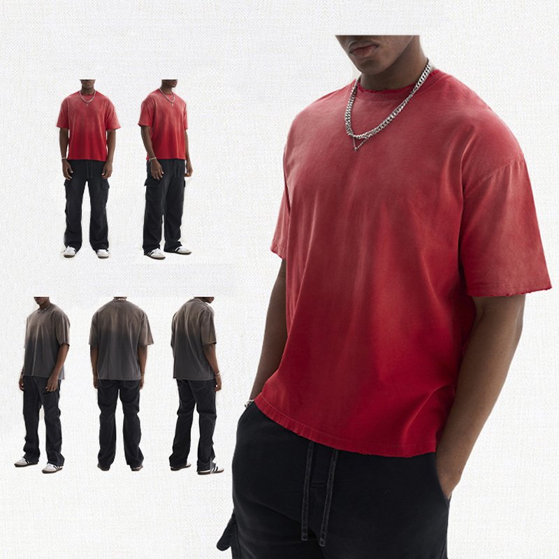 Factory price cheaper 100% cotton 230g oversize sunfade cropped wash distressed tee streetwear casual custom t shirt for Men