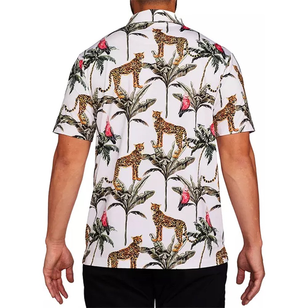 Wholesale Customized Embroidered Flowers Logo Golf Polo Shirts Red Bird And Leopard Pattern Polo T-shirts Men's Golf Polos