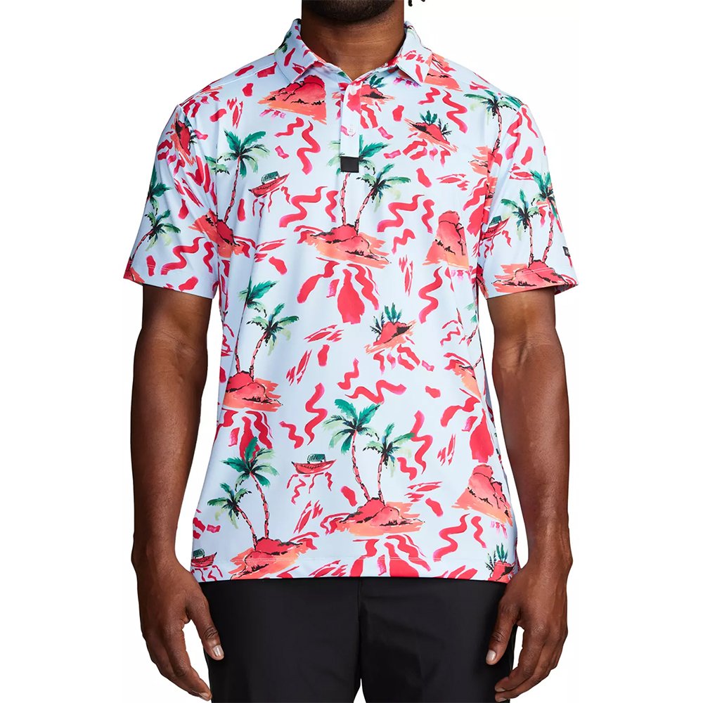 Wholesale Customized Embroidered Flowers Logo Golf Polo Shirts Red Bird And Leopard Pattern Polo T-shirts Men's Golf Polos