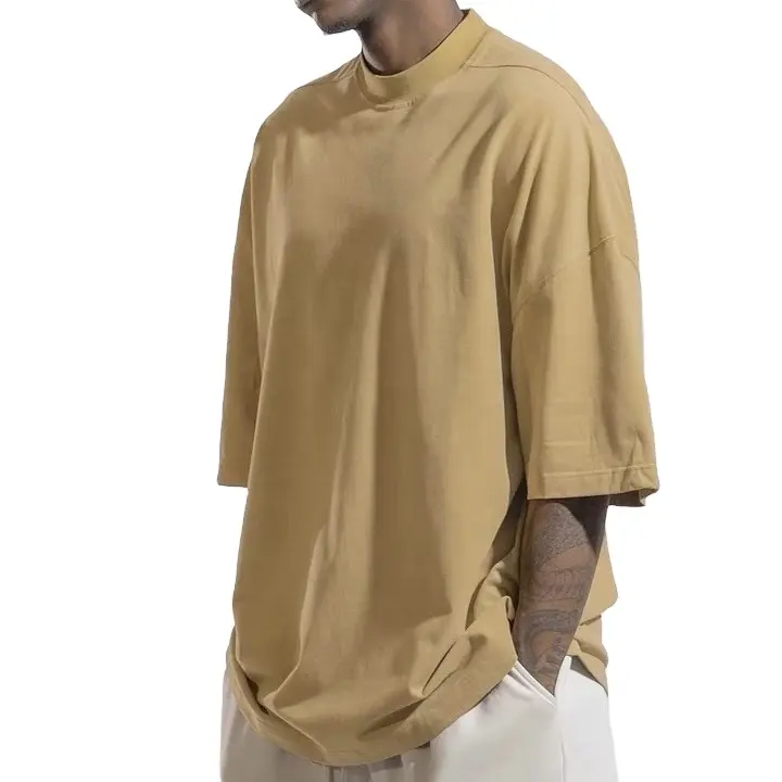 Custom Men's Oversized Streetwear Tshirt Thick 100% Cotton Drop Shoulder T-shirts 250gsm Plus Size Heavyweight T Shirt for Men
