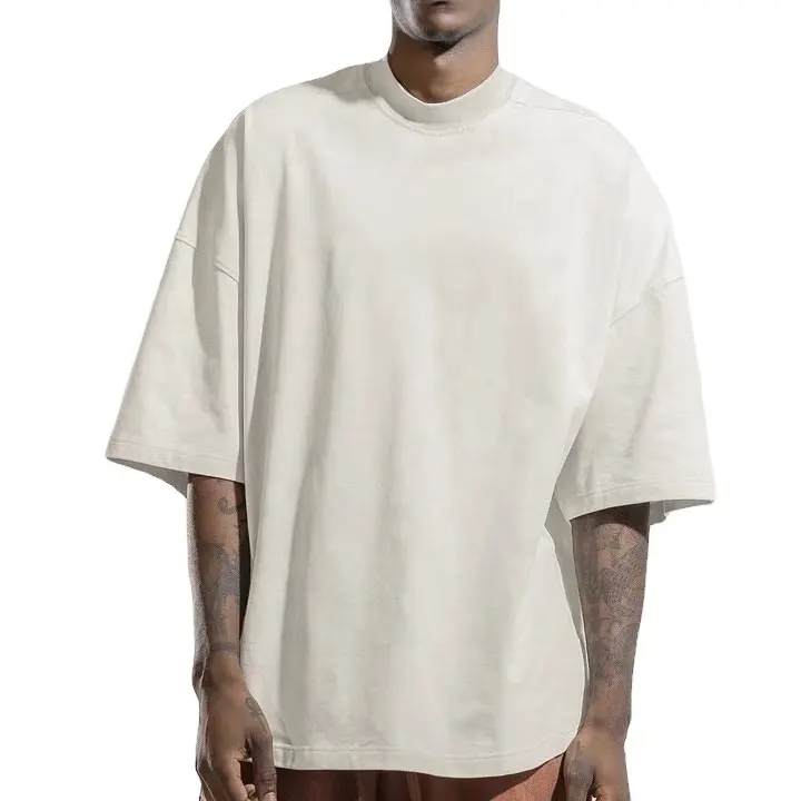 Custom Men's Oversized Streetwear Tshirt Thick 100% Cotton Drop Shoulder T-shirts 250gsm Plus Size Heavyweight T Shirt for Men