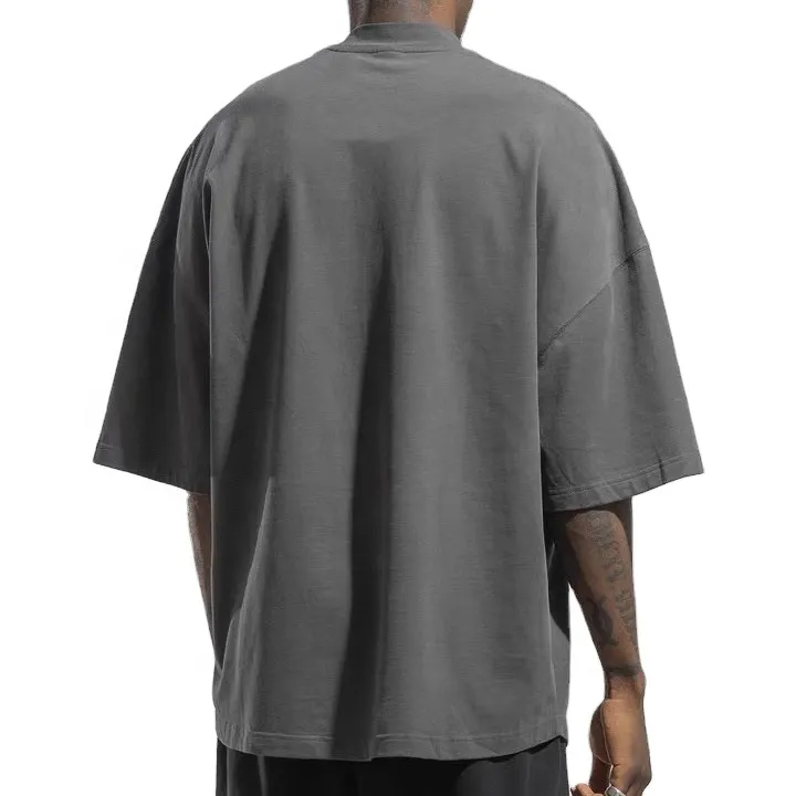 Custom Men's Oversized Streetwear Tshirt Thick 100% Cotton Drop Shoulder T-shirts 250gsm Plus Size Heavyweight T Shirt for Men