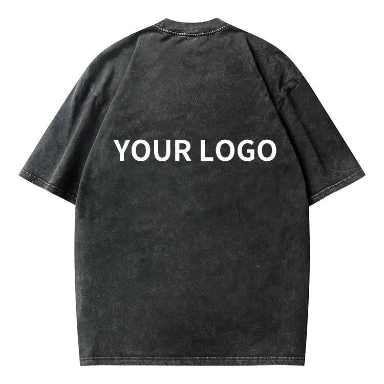 BL02 Vintage Loose Short Sleeve Acid Washed Plus Size Men's T-shirts With Logo Custom Printed 100% Cotton Mens Oversized Tshirt