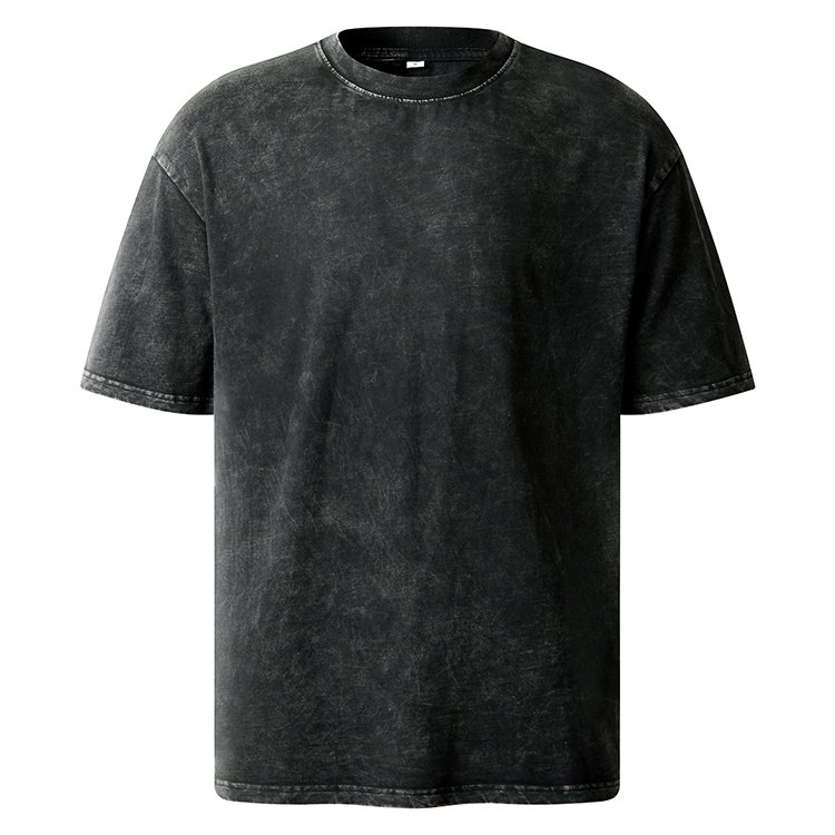 BL02 Vintage Loose Short Sleeve Acid Washed Plus Size Men's T-shirts With Logo Custom Printed 100% Cotton Mens Oversized Tshirt
