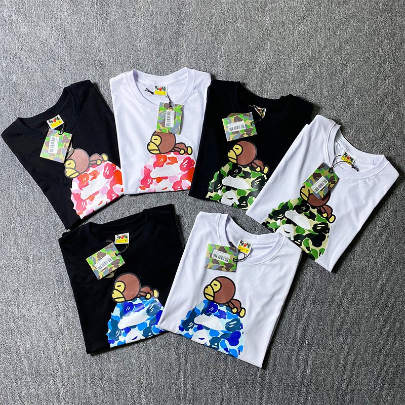 2024 High Quality Ape Cartoon Print T-shirt Men Casual Loose Round Neck Short Sleeve T-shirt