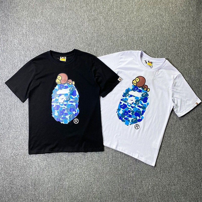 2024 High Quality Ape Cartoon Print T-shirt Men Casual Loose Round Neck Short Sleeve T-shirt