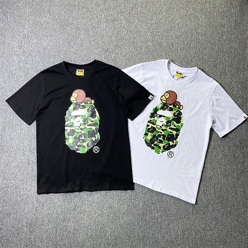 2024 High Quality Ape Cartoon Print T-shirt Men Casual Loose Round Neck Short Sleeve T-shirt