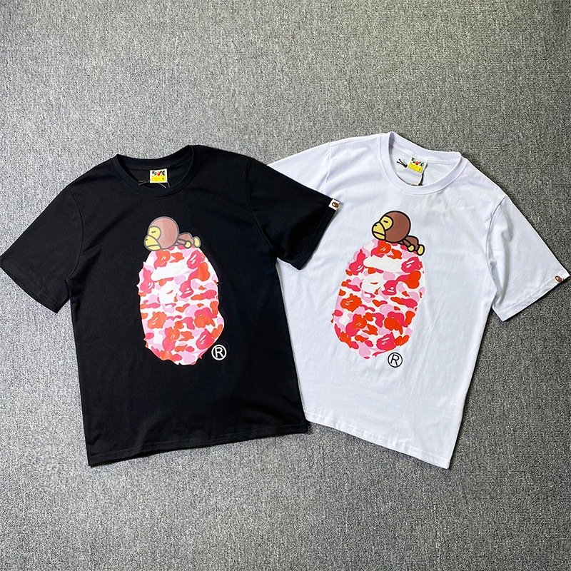 2024 High Quality Ape Cartoon Print T-shirt Men Casual Loose Round Neck Short Sleeve T-shirt