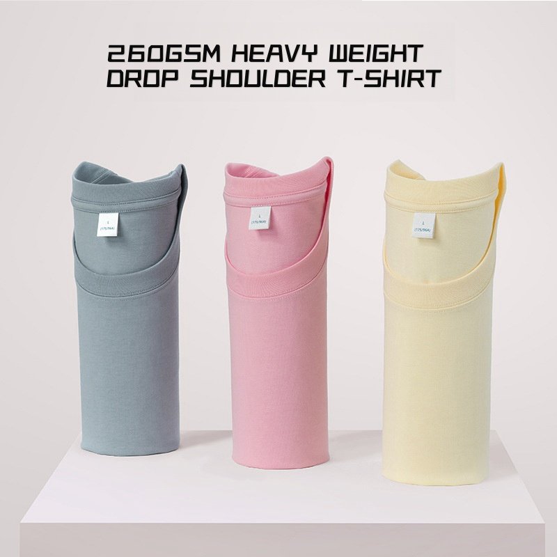 260gsm Heavy Weight Oversized Men's T-Shirt Blank Plain Color Cotton High Street Custom Printed Unisex Graphic T-Shirt For Men