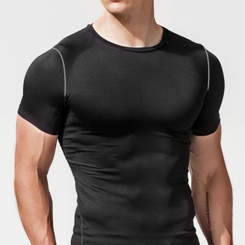 Custom Men's Skinny Round Neck Workout Compression TShirt Half Sleeve Quick Dry Bottom Shirt Gym Sports Fitness T-Shirt for Men