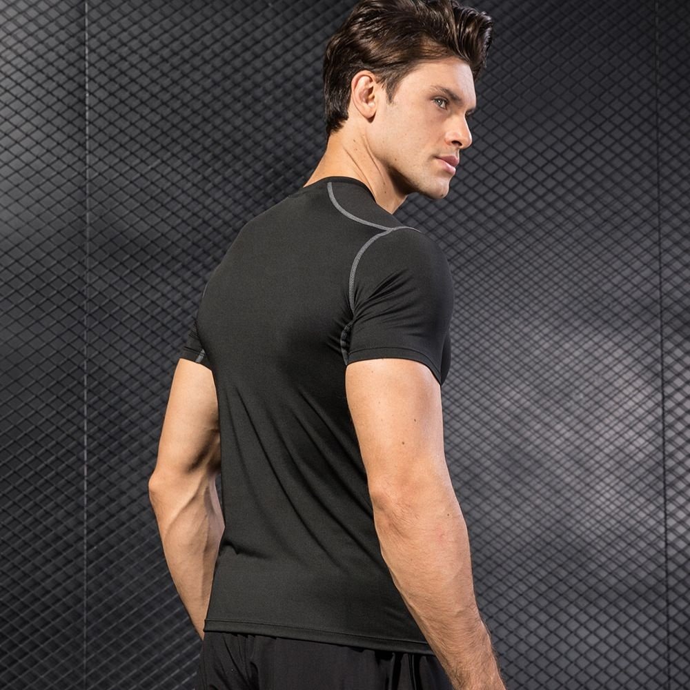 Custom Men's Skinny Round Neck Workout Compression TShirt Half Sleeve Quick Dry Bottom Shirt Gym Sports Fitness T-Shirt for Men