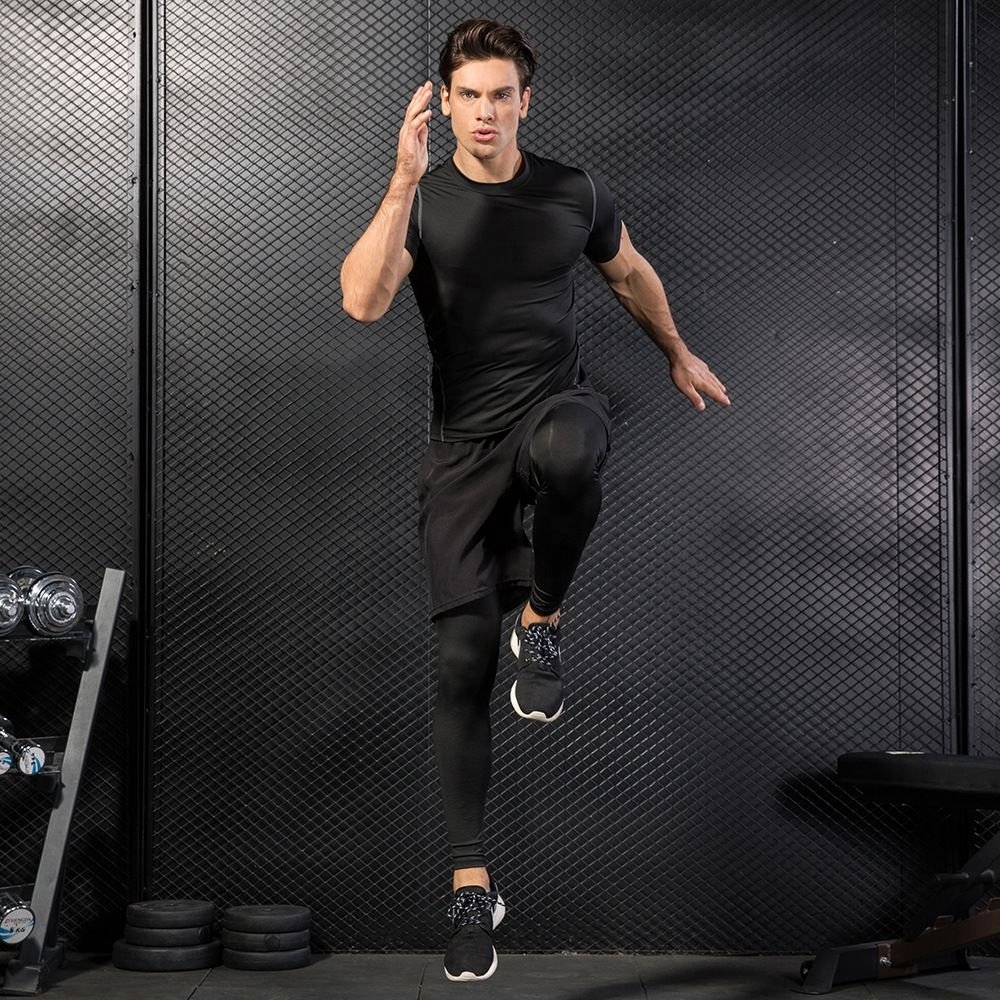 Custom Men's Skinny Round Neck Workout Compression TShirt Half Sleeve Quick Dry Bottom Shirt Gym Sports Fitness T-Shirt for Men