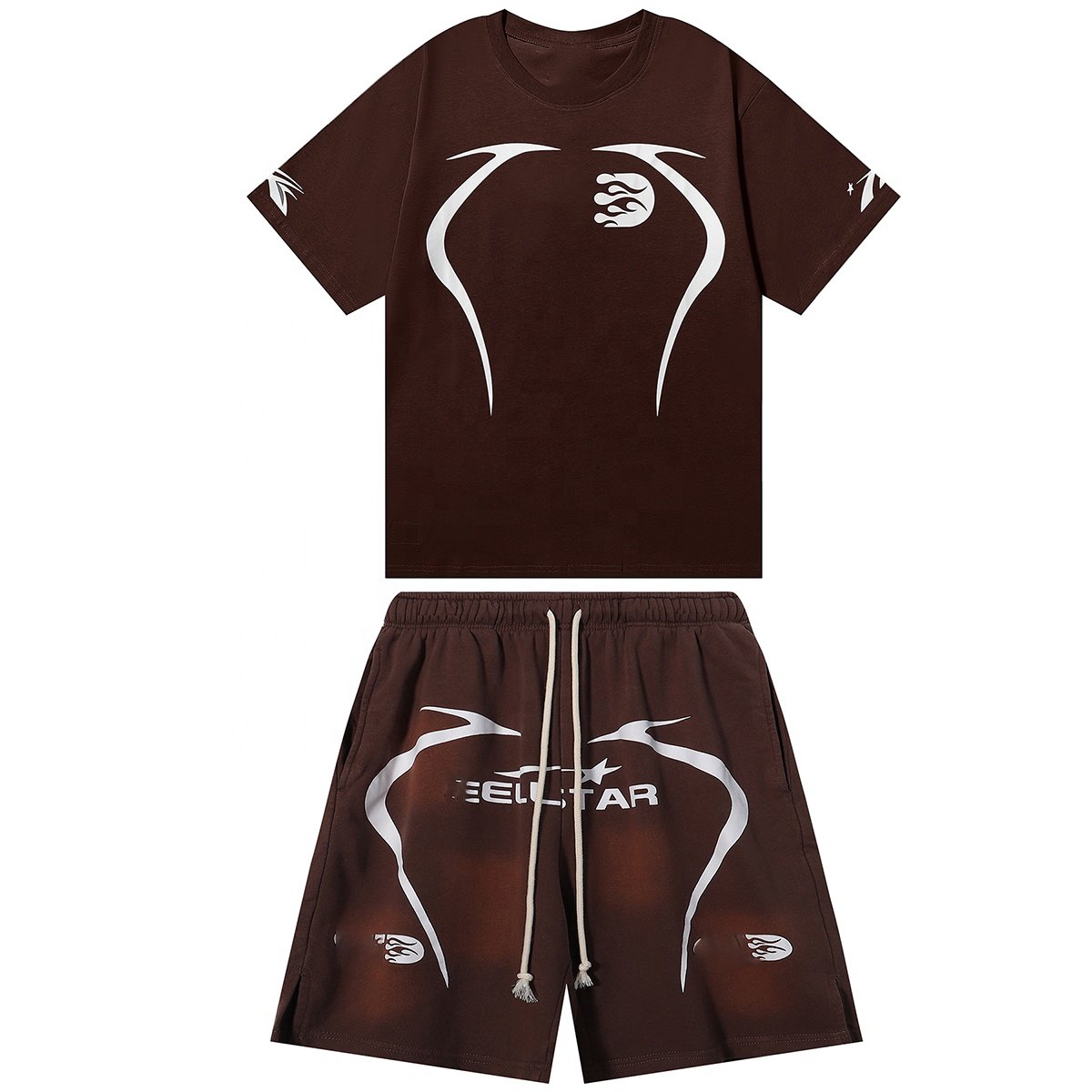 2024 New Arrivals 2 Piece Set Hell Star Clothing T-Shirts Designer Brand Men's Casual Shorts and T-Shirts