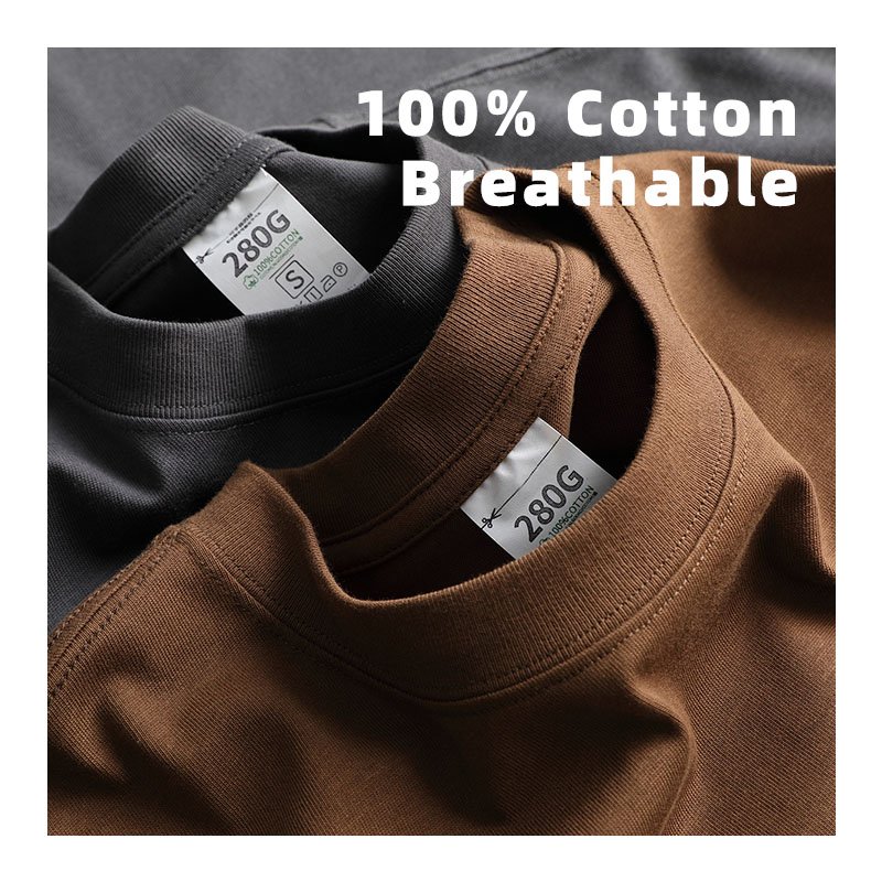 Newly Trend Men's Casual Oversized Short Sleeve T-shirts Solid Color Breathable Mens 100% Cotton t shirt