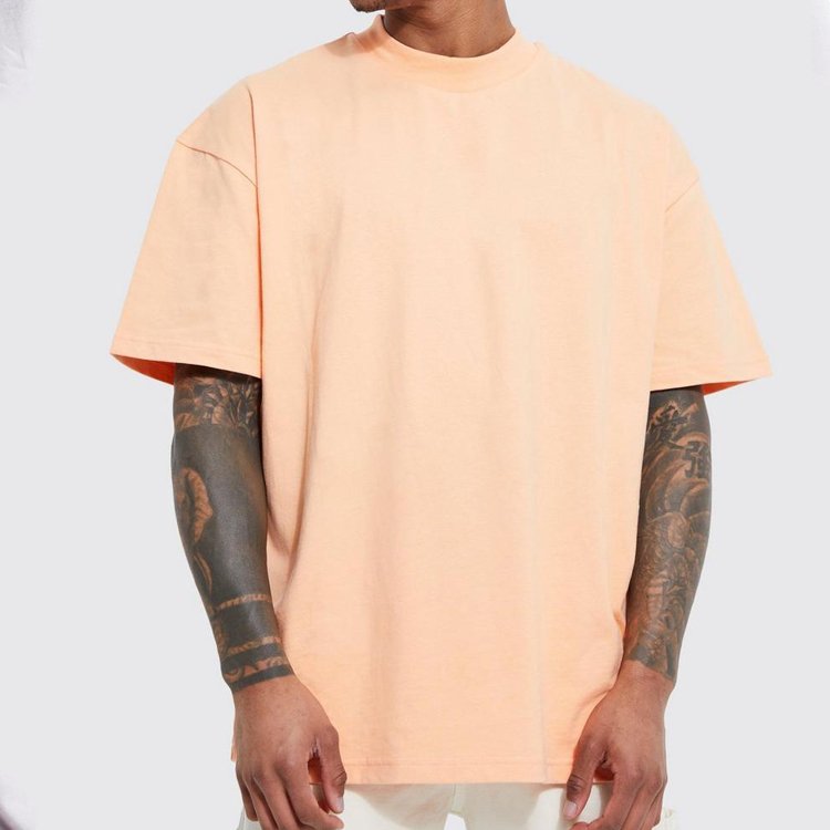 Custom Logo Boxy Fitting Men'S Tshirt Combed Cotton 280gsm Rib Neck Drop Shoulder Oversized Streetwear T-Shirts