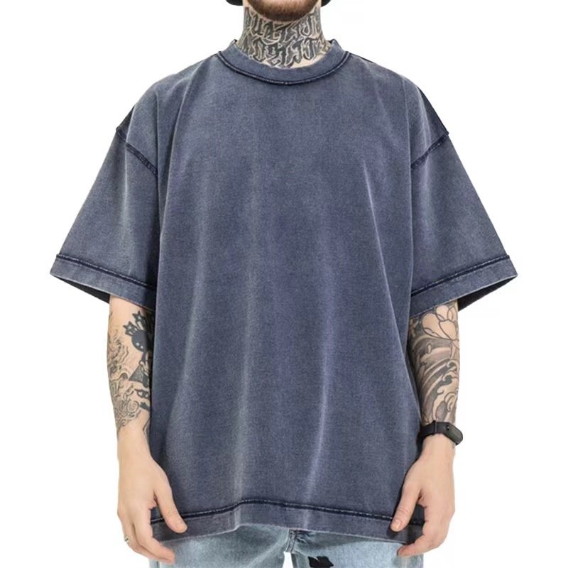 Customizable Men's Cotton T-Shirts Full Printed 3D Puff Design Plus Size Short Sleeve Oversized O-Neck Loose Fit Casual Style