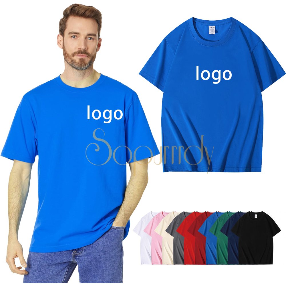 T Shirt Heavy Cotton Custom Logo Printing 100% Cotton Plain Blank O-Neck T Shirt High Quality Plus Size Men's T-Shirts