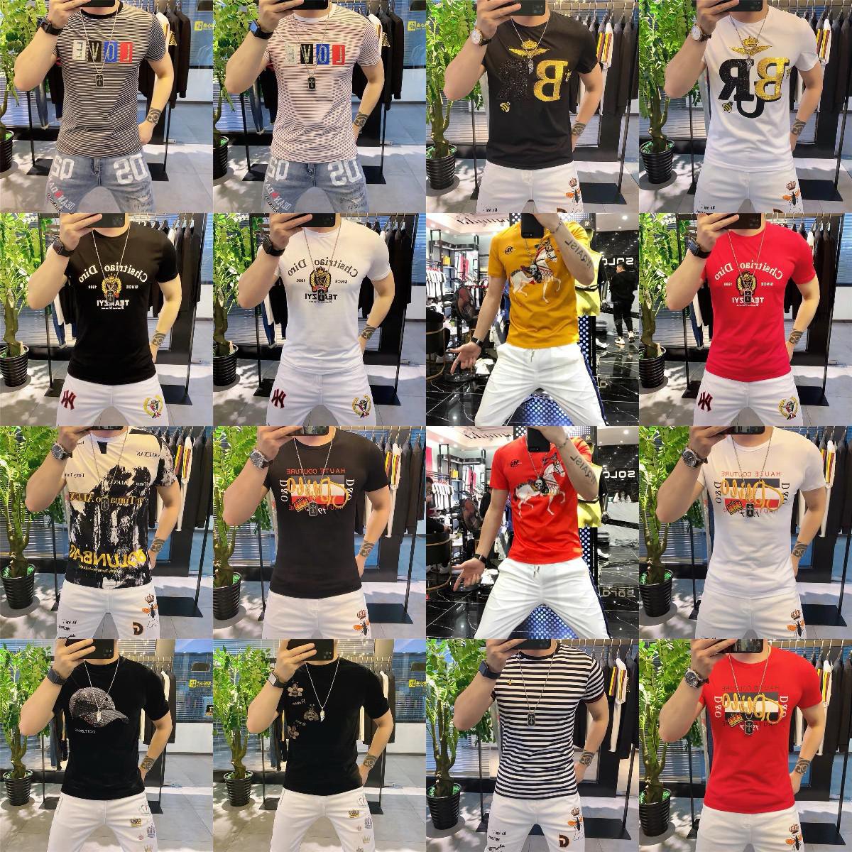 100% Cotton Men's Round Neck T-shirt Inventory New Design Fashion Printing Men's T-shirt High Quality Men's T-shirt