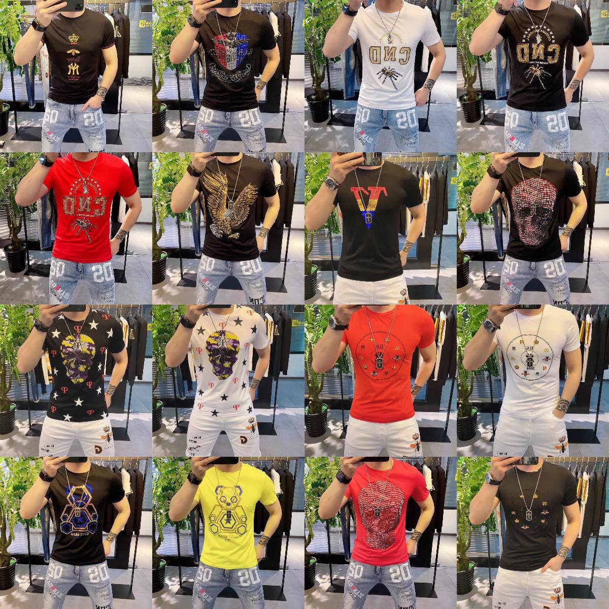 100% Cotton Men's Round Neck T-shirt Inventory New Design Fashion Printing Men's T-shirt High Quality Men's T-shirt