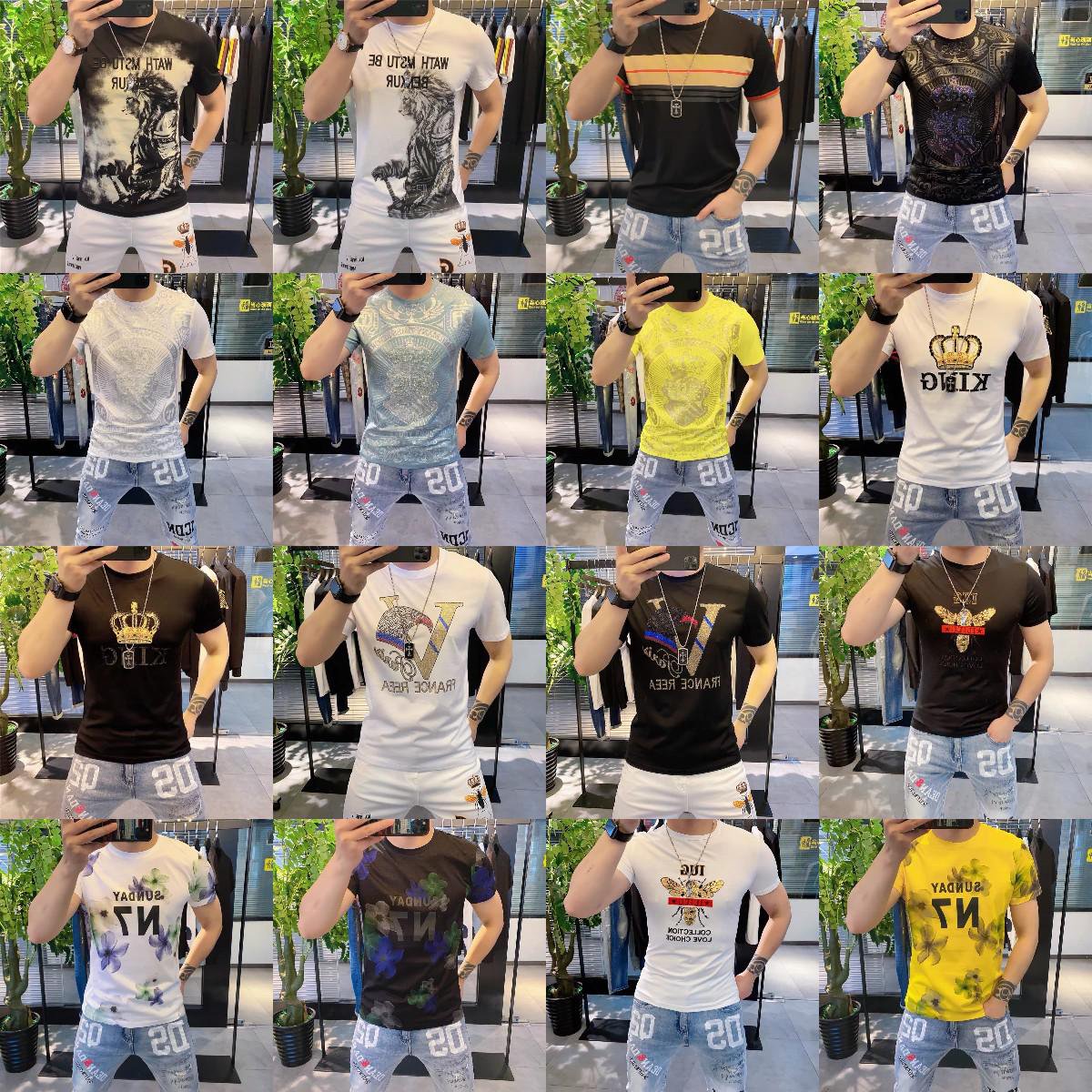 100% Cotton Men's Round Neck T-shirt Inventory New Design Fashion Printing Men's T-shirt High Quality Men's T-shirt