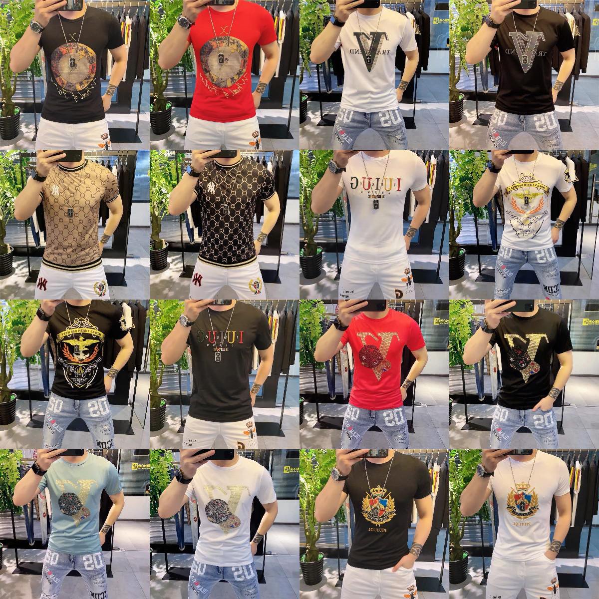 100% Cotton Men's Round Neck T-shirt Inventory New Design Fashion Printing Men's T-shirt High Quality Men's T-shirt