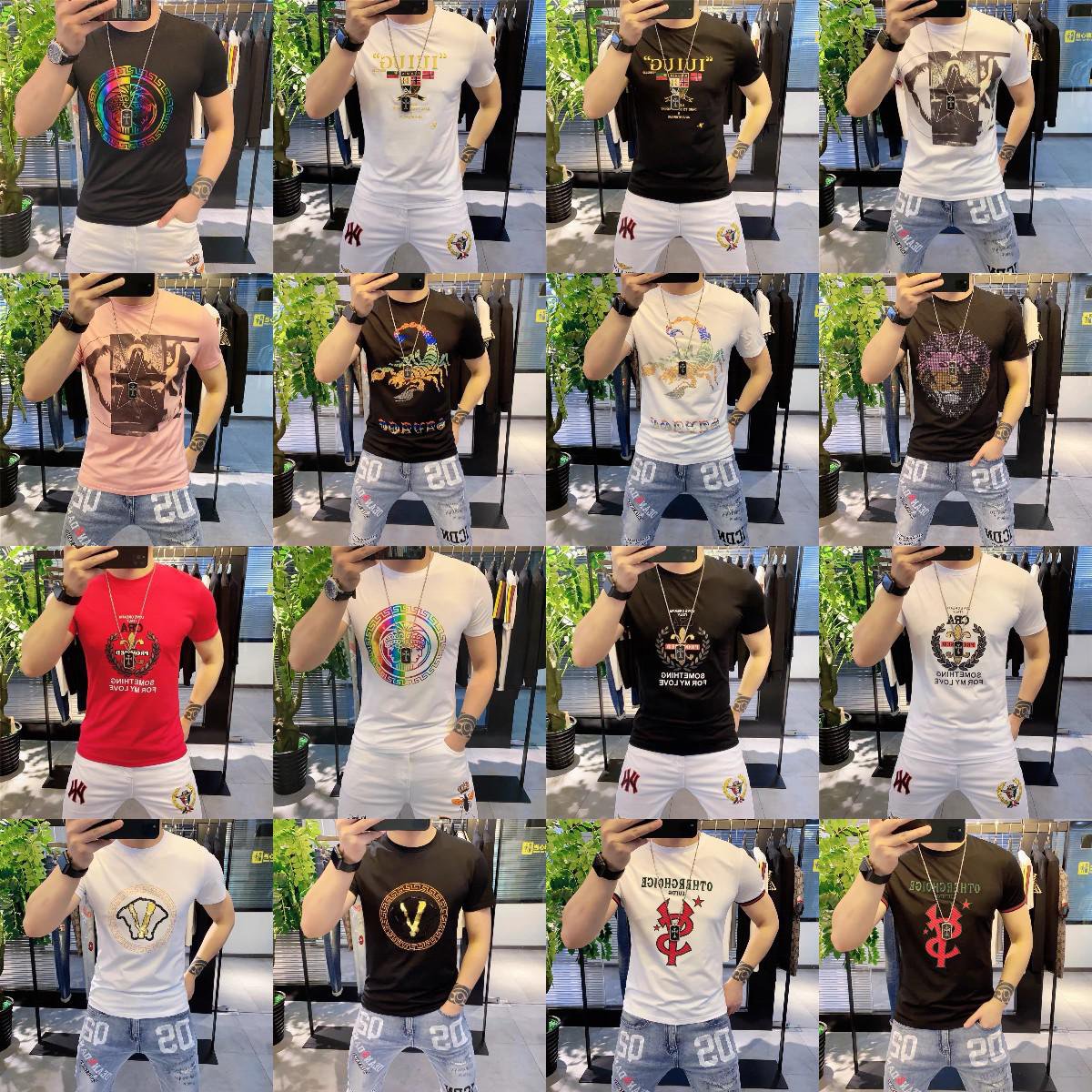 100% Cotton Men's Round Neck T-shirt Inventory New Design Fashion Printing Men's T-shirt High Quality Men's T-shirt